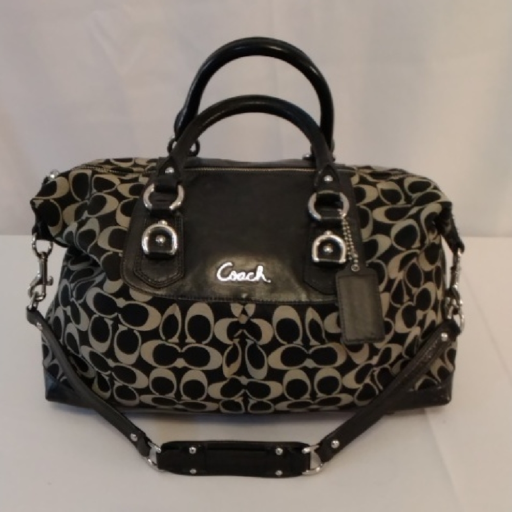 Coach Black and Cream Satchel Bag